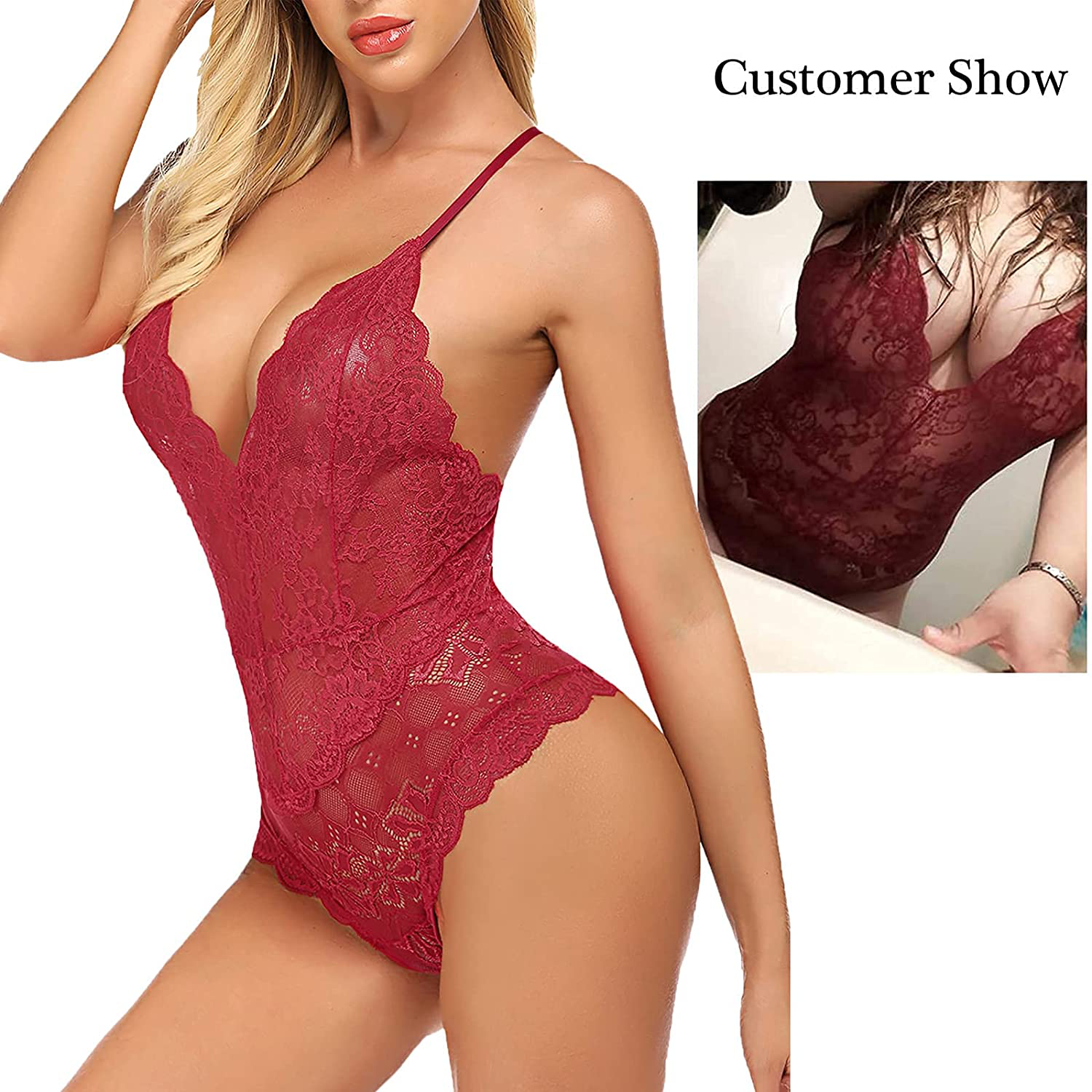 Avidlove Women Teddy Lingerie One Piece Babydoll Mini Bodysuit Apparel & Accessories > Clothing > Underwear & Socks > Lingerie Avidlove   