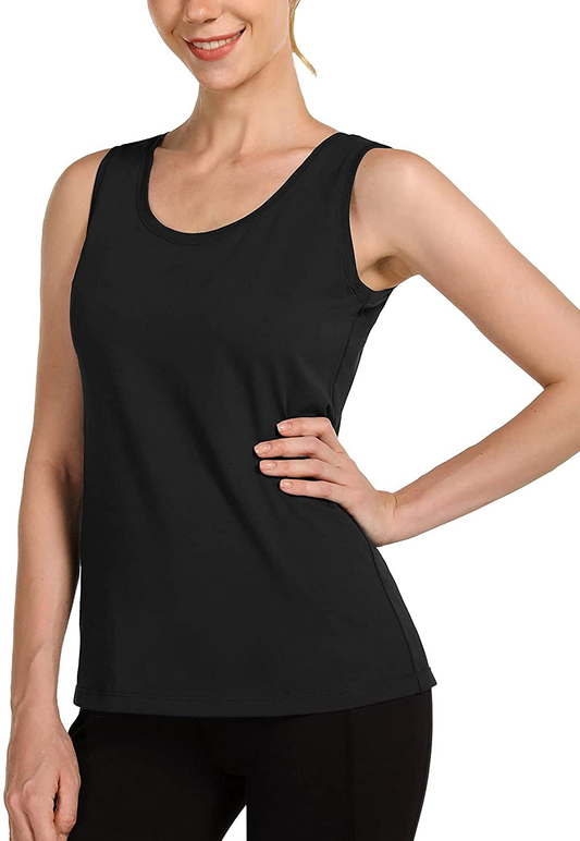 BALEAF Women'S Wide Strap Cotton Workout Tank Tops Yoga Crewneck Sleeveless Shirts Apparel & Accessories > Clothing > Activewear Kylie Max   