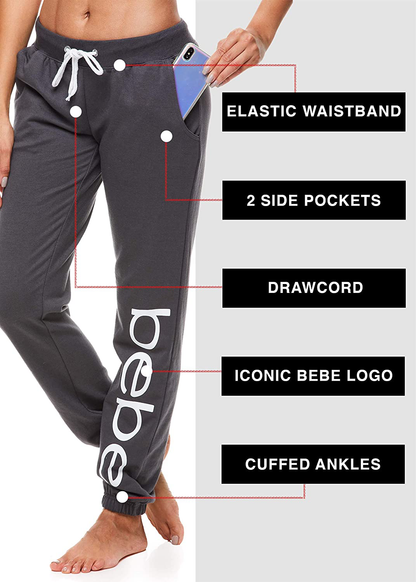 Bebe Womens Sweatpants French Terry Jogger Lounge Sleep Pajamas Apparel & Accessories > Clothing > Activewear Kylie Max   