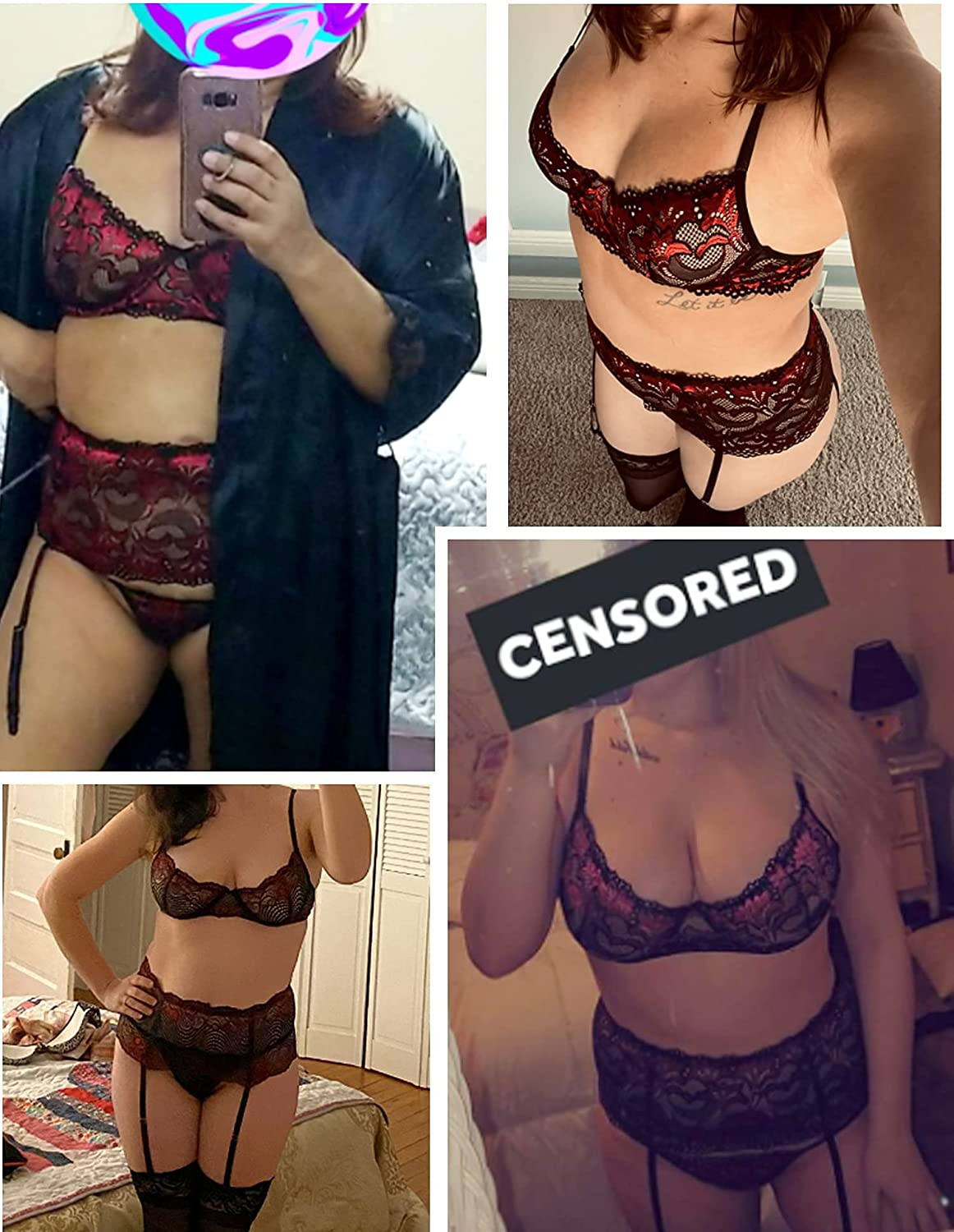 Avidlove Women Lingerie Set High Waisted Underwire Lingerie with Garter Belt Lace Babydoll Apparel & Accessories > Clothing > Underwear & Socks > Lingerie Avidlove   