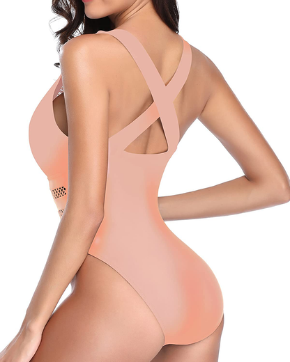 Tempt Me Women One Piece Plunge V Neck Monokini Sexy Hollow Out Swimsuits Bathing Suit Apparel & Accessories > Clothing > Swimwear Kylie Max   