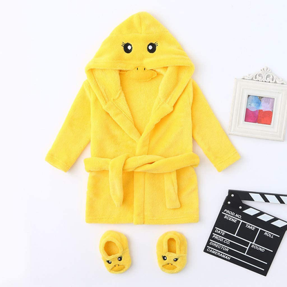 Cute Bathing Robe for 0-12M Baby Boys Girls, Long Sleeve Soft Flannel Hoodies Shower Pajamas Set with Shoes Apparel & Accessories > Clothing > Sleepwear & Loungewear > Robes Kylie Max   