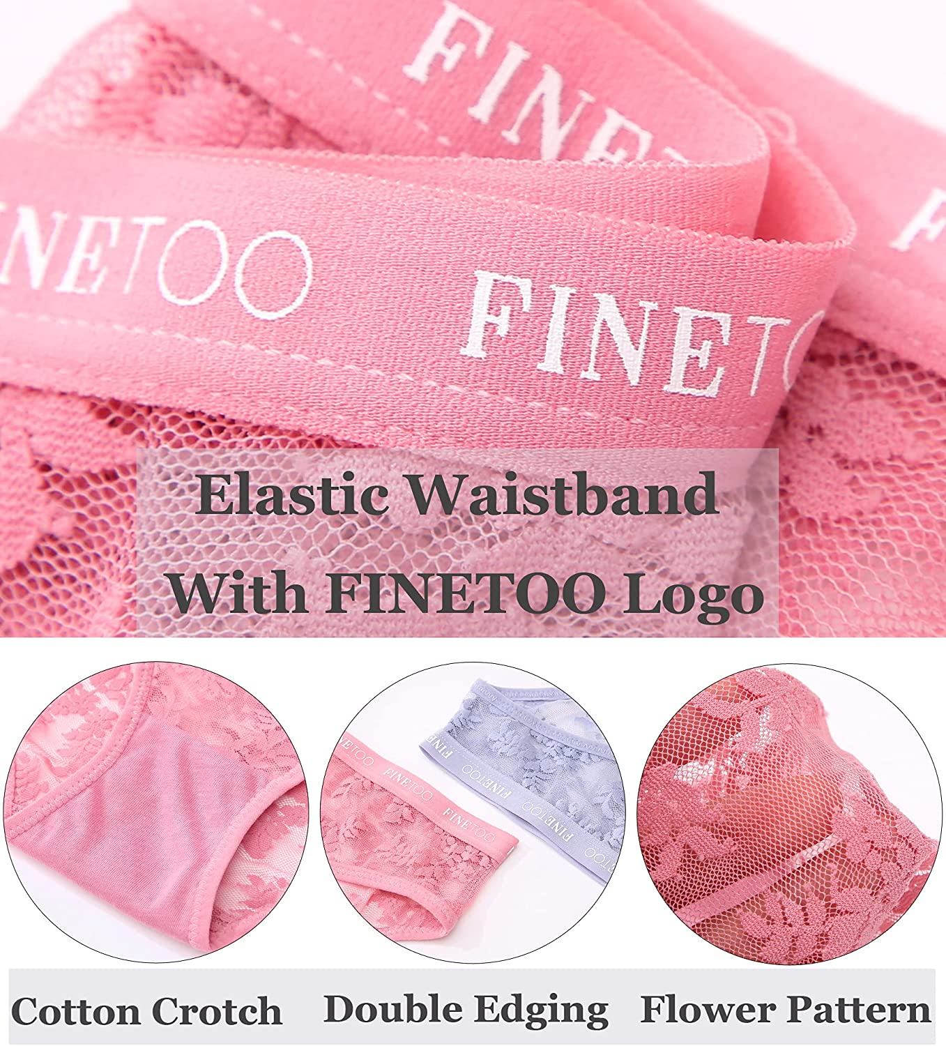 FINETOO Lace Underwear for Women Breathable Sexy Bikini Lightweight Soft Hipster Cheeky Panties 6 Pack S-XL Apparel & Accessories > Clothing > Underwear & Socks > Underwear KYLIE MAX   