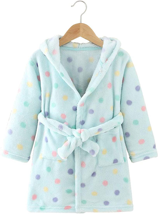 Toddlers Kids Hooded Robe Boys Girls Soft Flannel Bathrobes Pajamas Plush Robe Apparel & Accessories > Clothing > Sleepwear & Loungewear > Robes Kylie Max   