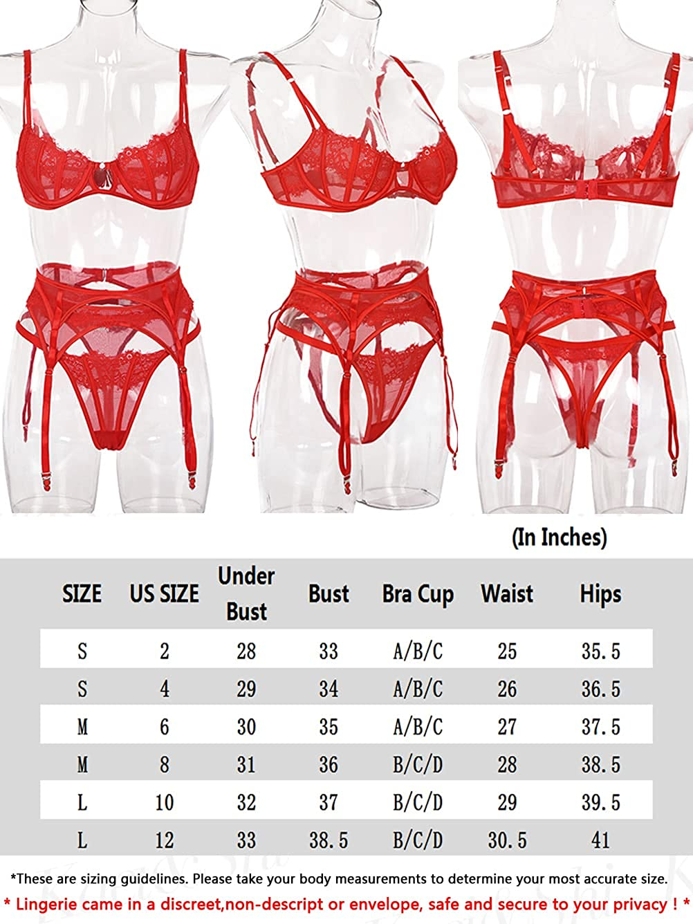 Kaei&Shi Floral Lace Patchwork,Underwire Demi Bra,Double Layered Belt,Thong,Garter Lingerie Set Apparel & Accessories > Clothing > Underwear & Socks > Lingerie Kaei&Shi   