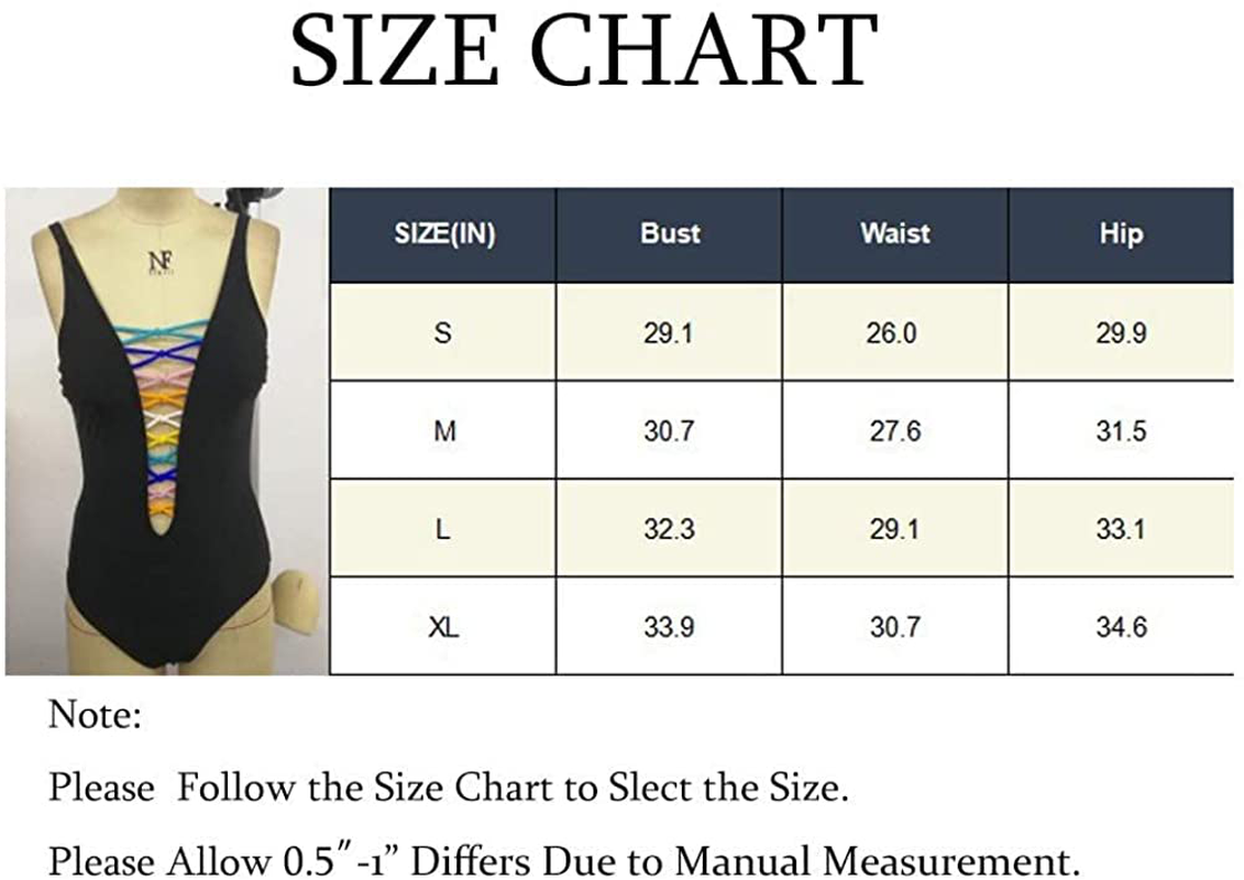 SOFIA'S CHOICE Women One-Piece Swimsuit Deep V Neck Lace up Lattice Front Rainbow Tie Bikini Apparel & Accessories > Clothing > Swimwear Kylie Max   