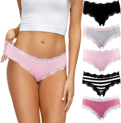 LYYTHAVON Women’S Underwear Soft Breathable Cotton Brief Ladies Panties 5-Pack Apparel & Accessories > Clothing > Underwear & Socks > Underwear LYYTHAVON Multicolored I,5 Pack Medium 