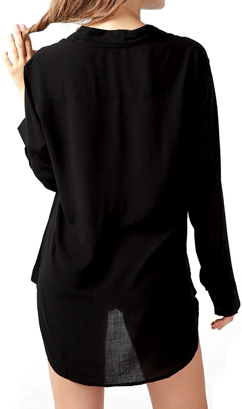 TOUSYEA Sleep Shirts for Women Button down Shirts Long Sleeve Sleepwear Swimsuit Cover Ups Soft Pajama Tops Apparel & Accessories > Clothing > Sleepwear & Loungewear > Nightgowns Kylie Max   