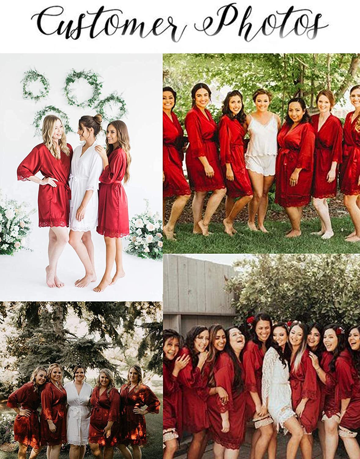 URRU Women'S Satin Silk Bathrobe Oblique V-Neck Short Kimono Robe Bridesmaids Robe S-XXXL Apparel & Accessories > Clothing > Sleepwear & Loungewear > Robes KYLIE MAX   