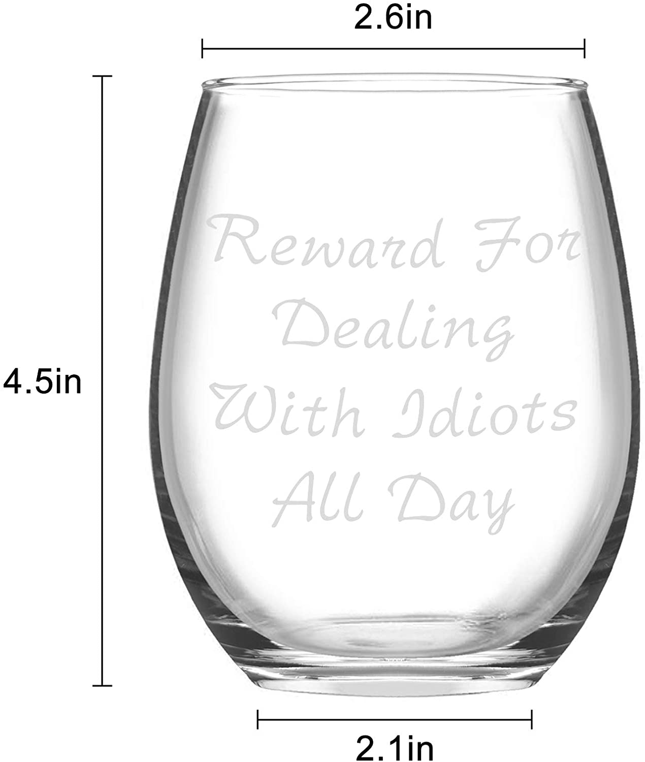 Futtumy Reward For Dealing With Idiots All Day Stemless Wine Glass 15oz, Funny Wine Glass for Men Women Friend Coworker, Novelty Christmas Gift Birthday Gift Gag Gift White Elephant Exchange Gift Arts & Entertainment > Party & Celebration > Gift Giving Futtumy   