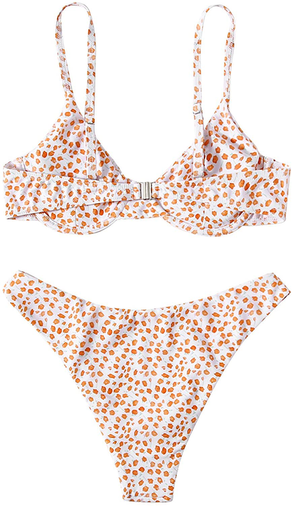 SweatyRocks Women's Sexy Bathing Suits Spaghetti Strap Floral Bikini Set Underwire Swimsuit Apparel & Accessories > Clothing > Swimwear SweatyRocks   