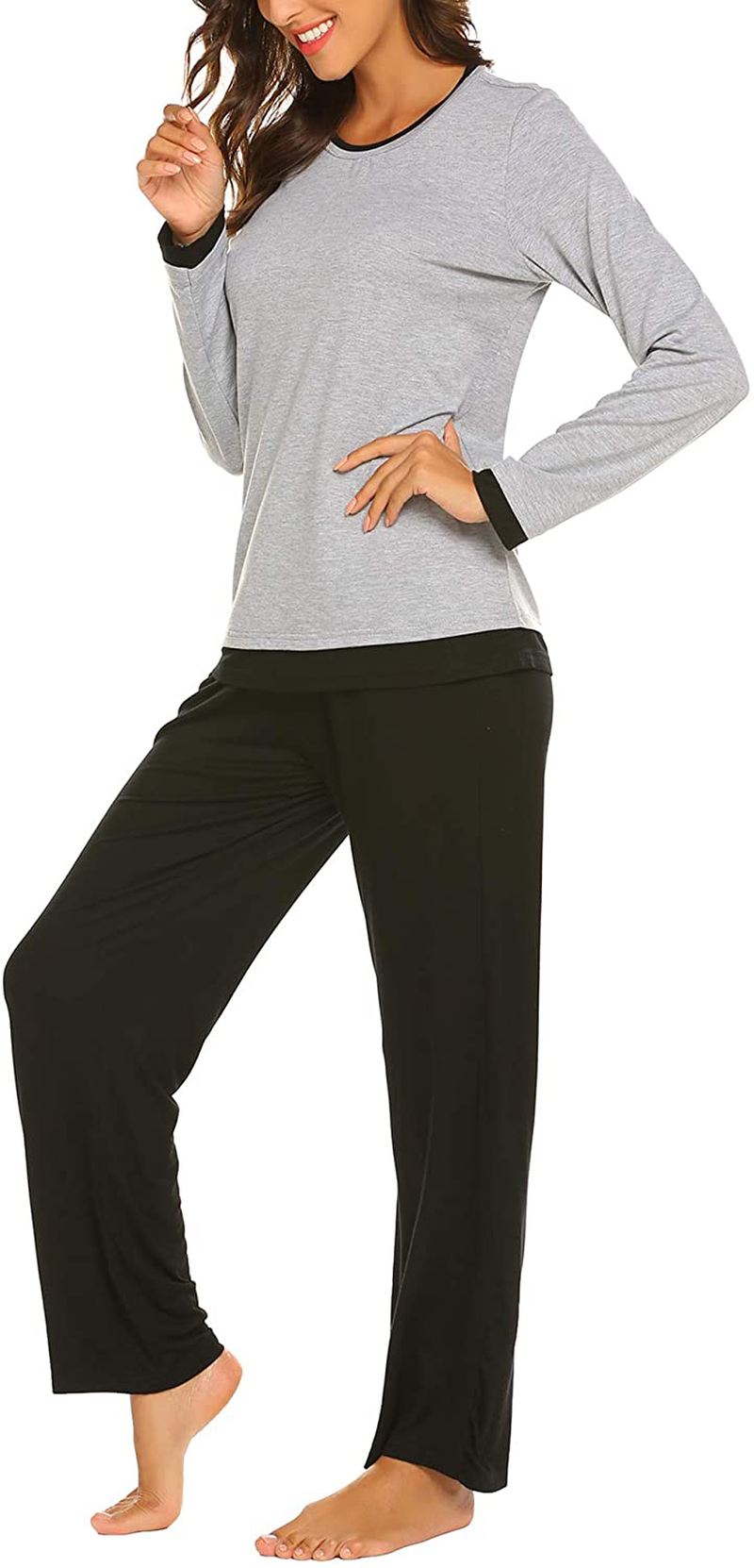 Ekouaer Pajama Set Womens Pjs Two Piece Long Sleeve Pullover Sleepwear Soft Lounge Sets Loose Nightwear Pants S-XXL Apparel & Accessories > Clothing > Sleepwear & Loungewear > Pajamas Kylie Max   