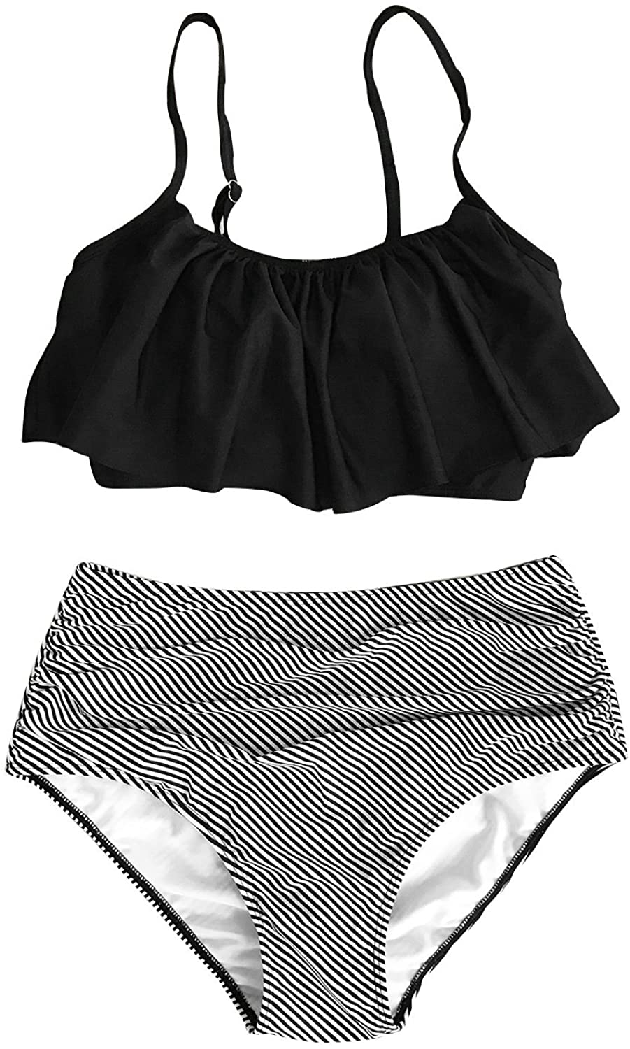 CUPSHE Women'S High Waisted Falbala Bikini Set  Kylie Max   
