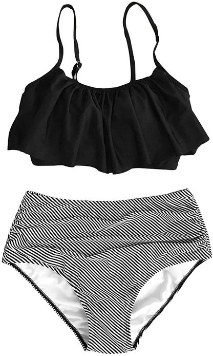 CUPSHE Women'S High Waisted Falbala Bikini Set  Kylie Max   