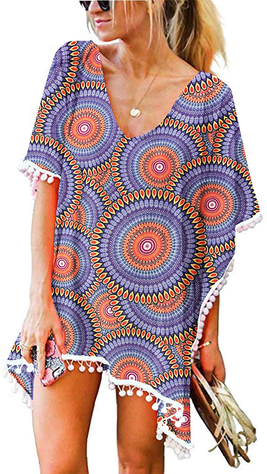CPOKRTWSO Women’S Crochet Chiffon Tassel Swimsuit Beach Bikini Cover Ups for Swimwear Apparel & Accessories > Clothing > Swimwear Kylie Max   