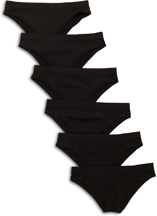 Kalon 6-Pack Women'S Cheekini Bikini Soft Stretch Panties Apparel & Accessories > Clothing > Underwear & Socks > Underwear Kalon Black X-Small 
