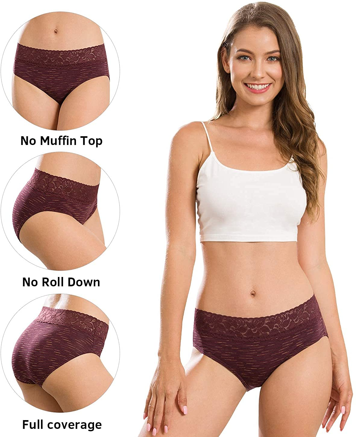 Cotton Hipster Panties for Women Lace Hiphugger Panties Bikini Underwear Pack Apparel & Accessories > Clothing > Underwear & Socks > Underwear Altheanray   