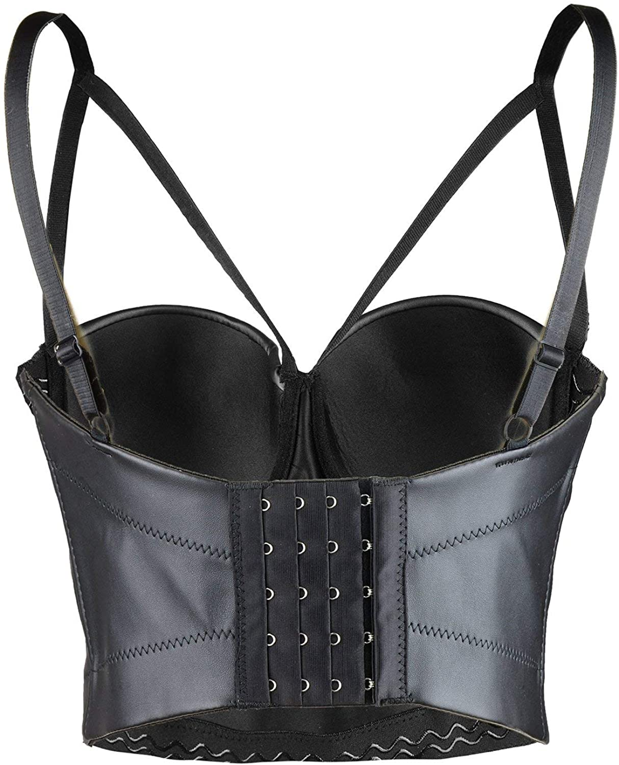 ELLACCI PU Leather Sexy Cut Cross Bustier Crop Top Gothic Women'S Corset Top Bra Apparel & Accessories > Clothing > Underwear & Socks > Lingerie ELLACCI   