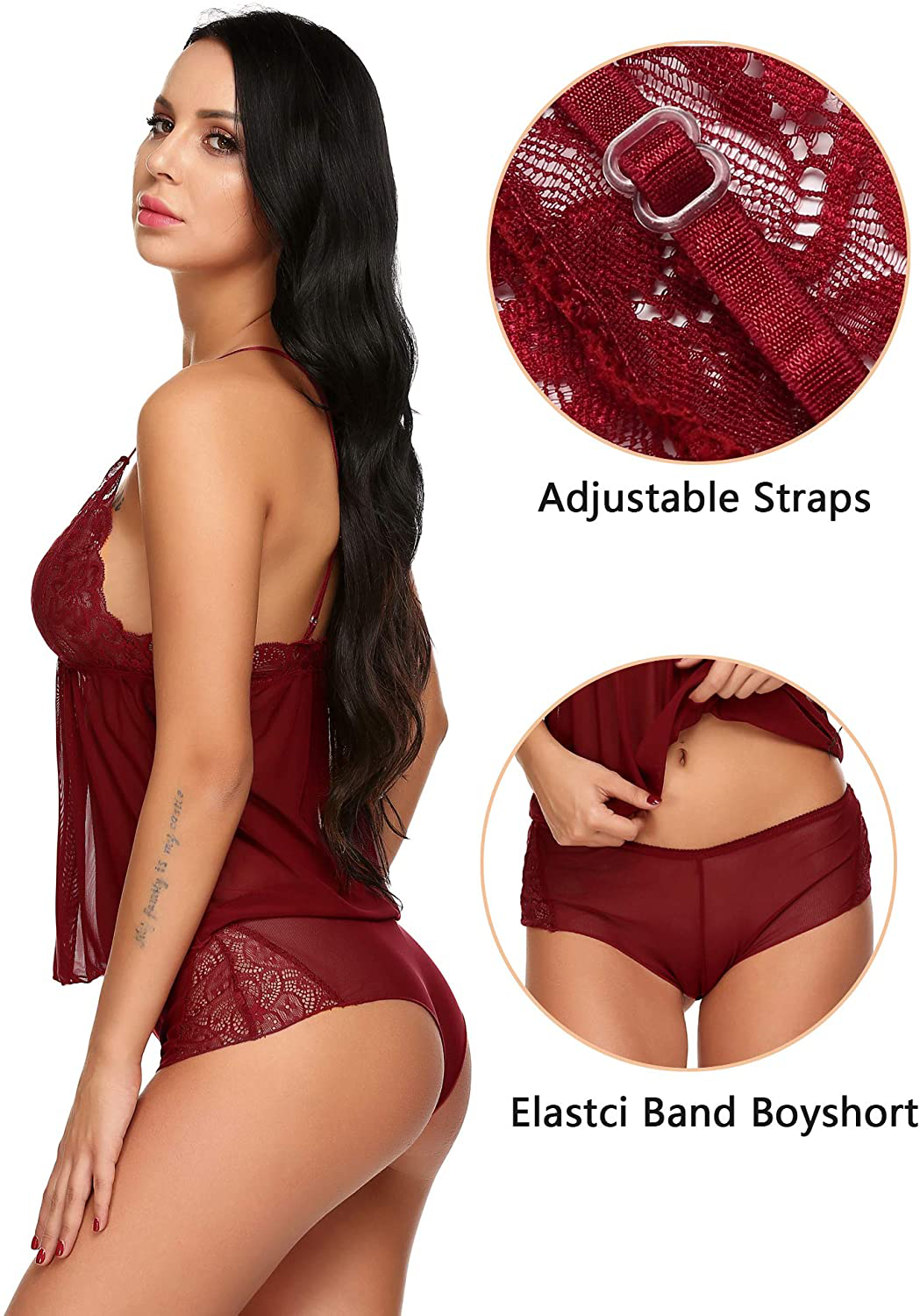 Avidlove Women Lingerie Lace Pajamas Set 2 Piece Babydoll Set Cami Shorts Nightwear Apparel & Accessories > Clothing > Sleepwear & Loungewear Kylie Max   