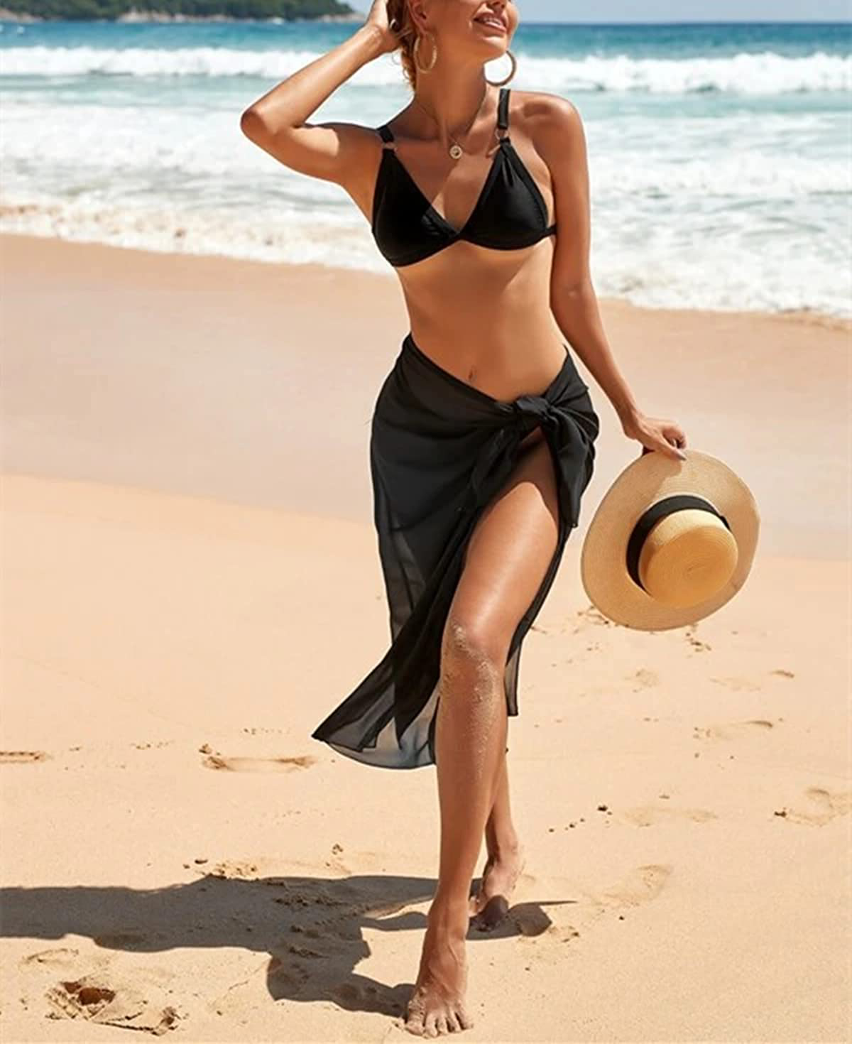 Ekouaer Sarong Swimsuit Coverup for Women Chiffon Long Beach Tie Wrap Skirt Sexy Bikini Sheer Scarf Bathing Suit Bottom Apparel & Accessories > Clothing > Swimwear Kylie Max   