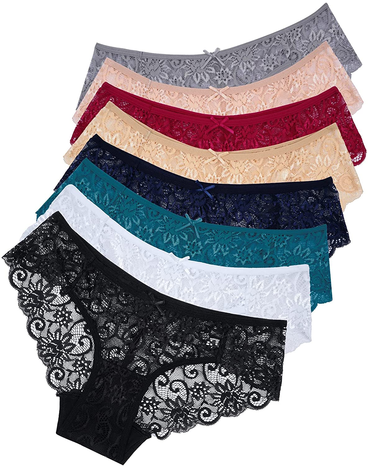 Sunm Boutique Womens Underwear Invisible Seamless Bikini Lace Underwear Half Back Coverage Panties Apparel & Accessories > Clothing > Underwear & Socks > Underwear Sunm Boutique 8 Pack Vintage X-Large 