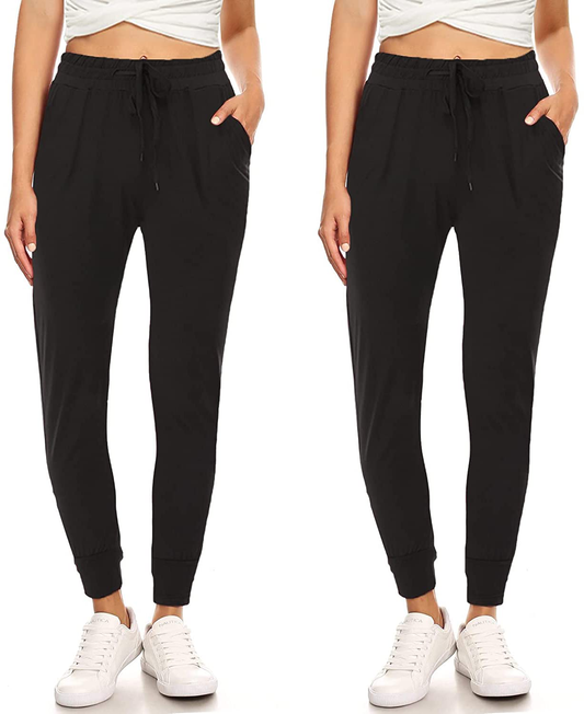 QGGQDD 2 Pack Joggers for Women - Sweatpants with Pockets Yoga Lounge Black Workout Pants Apparel & Accessories > Clothing > Activewear Kylie Max   