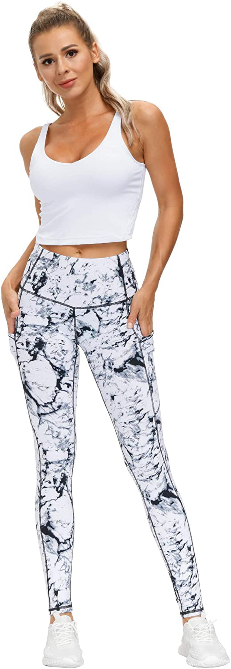 THE GYM PEOPLE Thick High Waist Yoga Pants with Pockets, Tummy Control Workout Running Yoga Leggings for Women Apparel & Accessories > Clothing > Activewear THE GYM PEOPLE   
