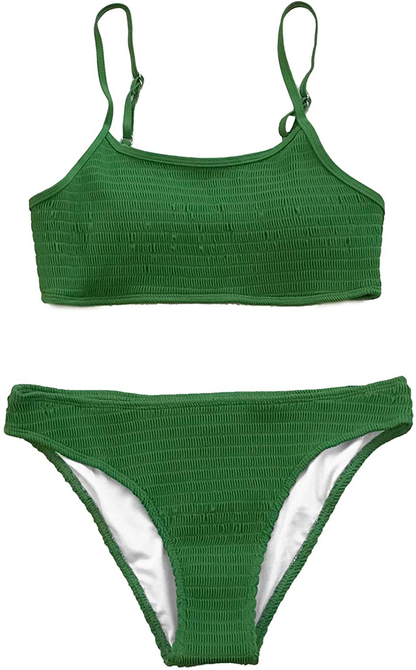 CUPSHE Women's Bikini Swimsuit Ruched Thong Two Piece Bathing Suit Apparel & Accessories > Clothing > Swimwear CUPSHE   