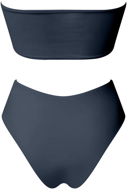 OMKAGI Women's 2 Pieces Bandeau Bikini Swimsuits Off Shoulder High Waist Bathing Suit High Cut Apparel & Accessories > Clothing > Swimwear OMKAGI   