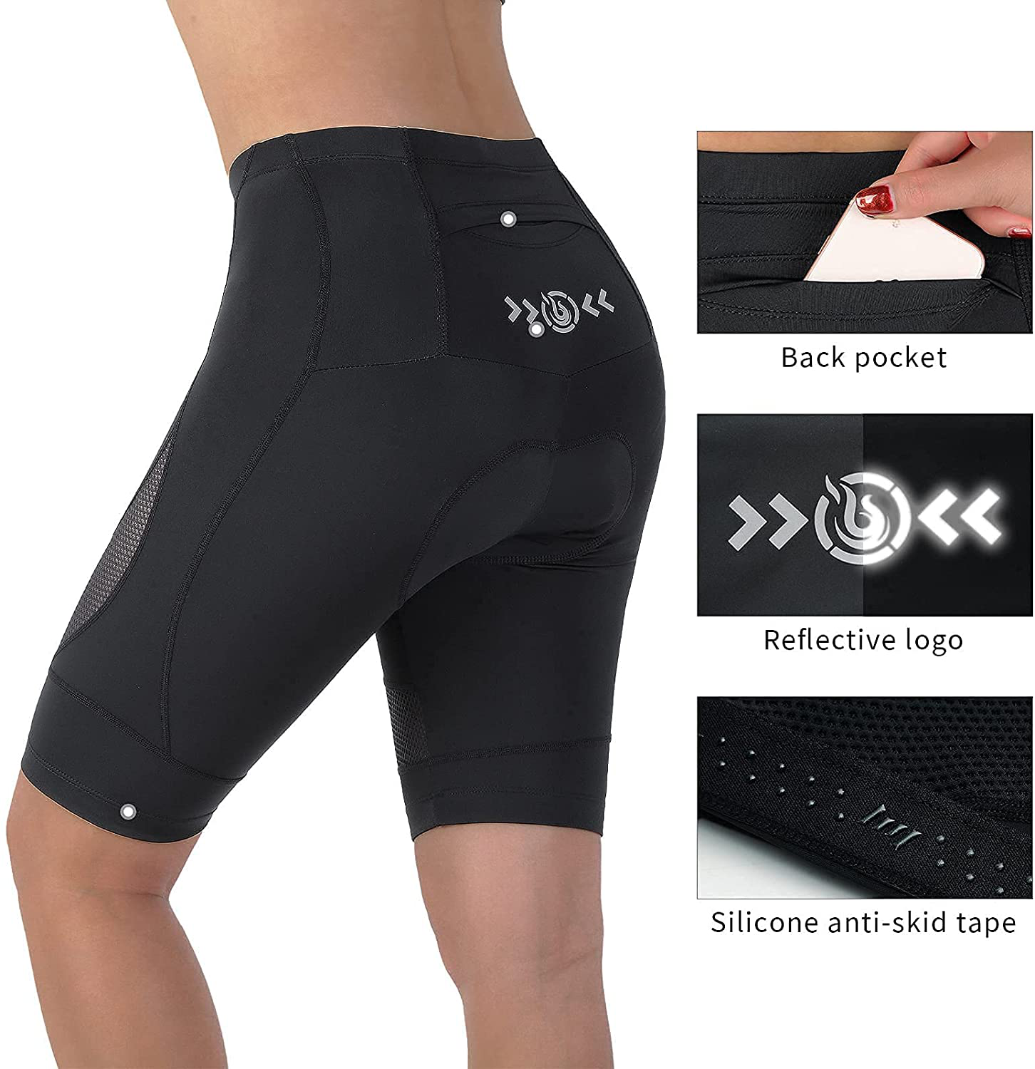 Beroy Bike Shorts Women 3D Gel Padded with Pocket Indoor- Outdoor Cycling Spining - Shorts Apparel & Accessories > Clothing > Shorts Kylie Max   