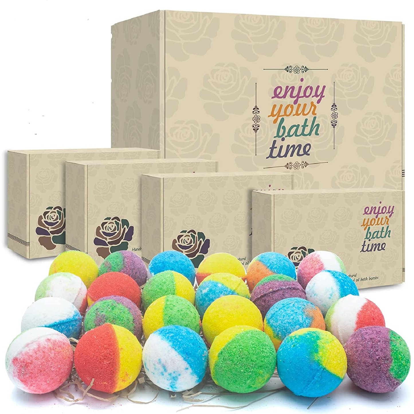 INTEYE 24 Organic & Natural Bath Bombs, Handmade Bubble Bath Bomb Gift Set, Rich in Essential Oil, Shea Butter, Grape Seed Oil, Fizzy Spa to Moisturize Dry Skin, Perfect Gift idea for Women Arts & Entertainment > Party & Celebration > Gift Giving INTEYE   