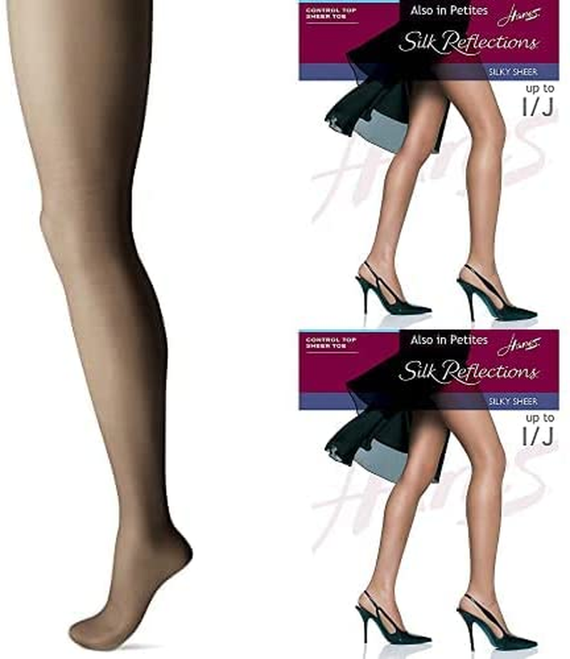 Hanes Women'S Control Top Sheer Toe Silk Reflections Panty Hose Apparel & Accessories > Clothing > Underwear & Socks > Shapewear Hanes Barely Black/Barely There/Café a Lait 3 C-D