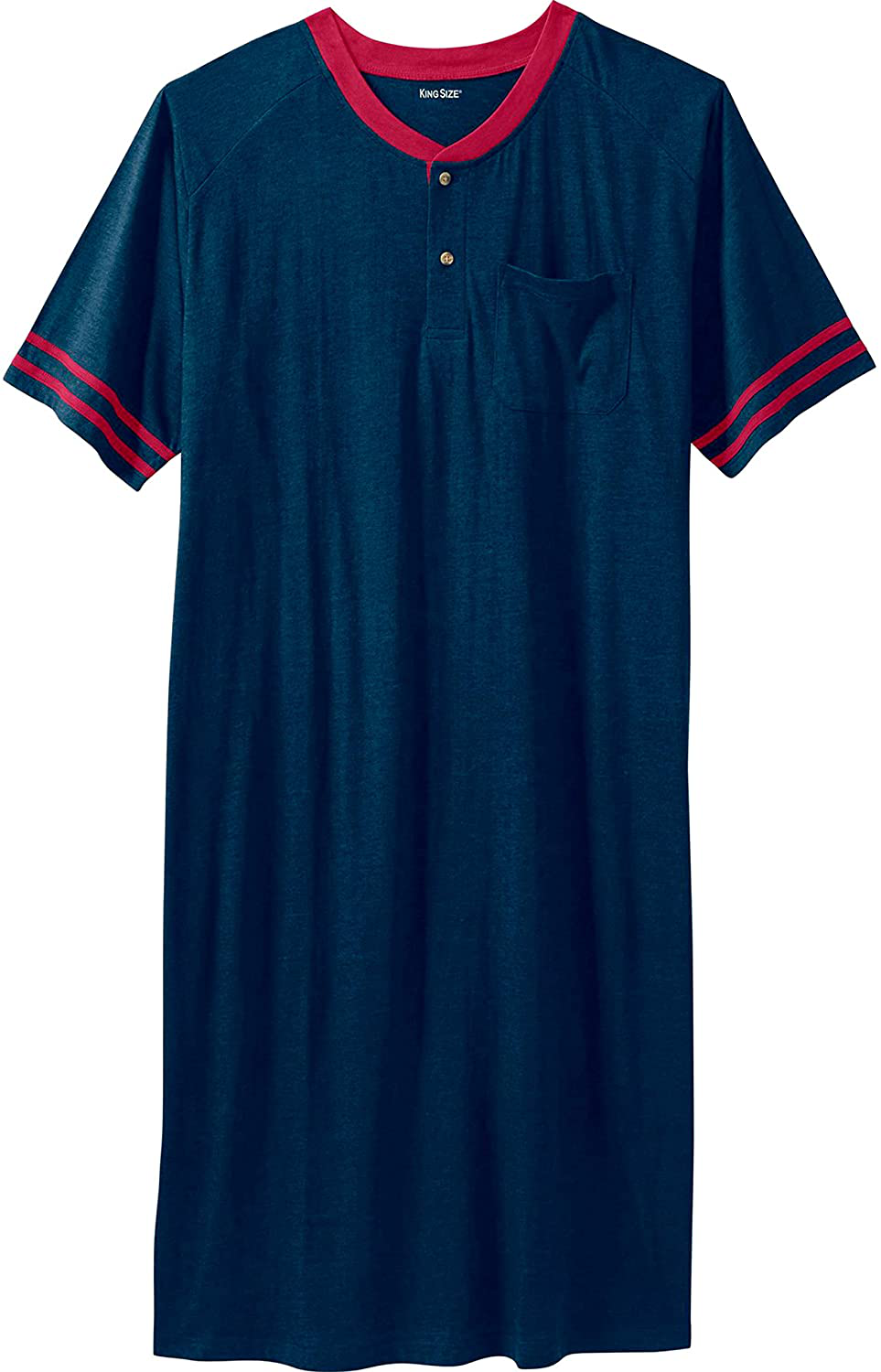 Kingsize Men'S Big & Tall Short-Sleeve Henley Nightshirt Pajamas Apparel & Accessories > Clothing > Sleepwear & Loungewear > Nightgowns Kylie Max   