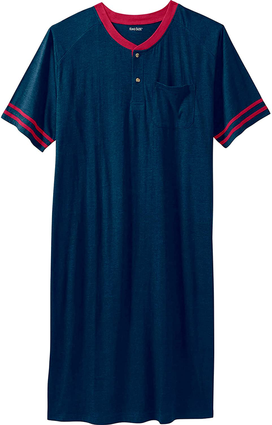 Kingsize Men'S Big & Tall Short-Sleeve Henley Nightshirt Pajamas Apparel & Accessories > Clothing > Sleepwear & Loungewear > Nightgowns Kylie Max   