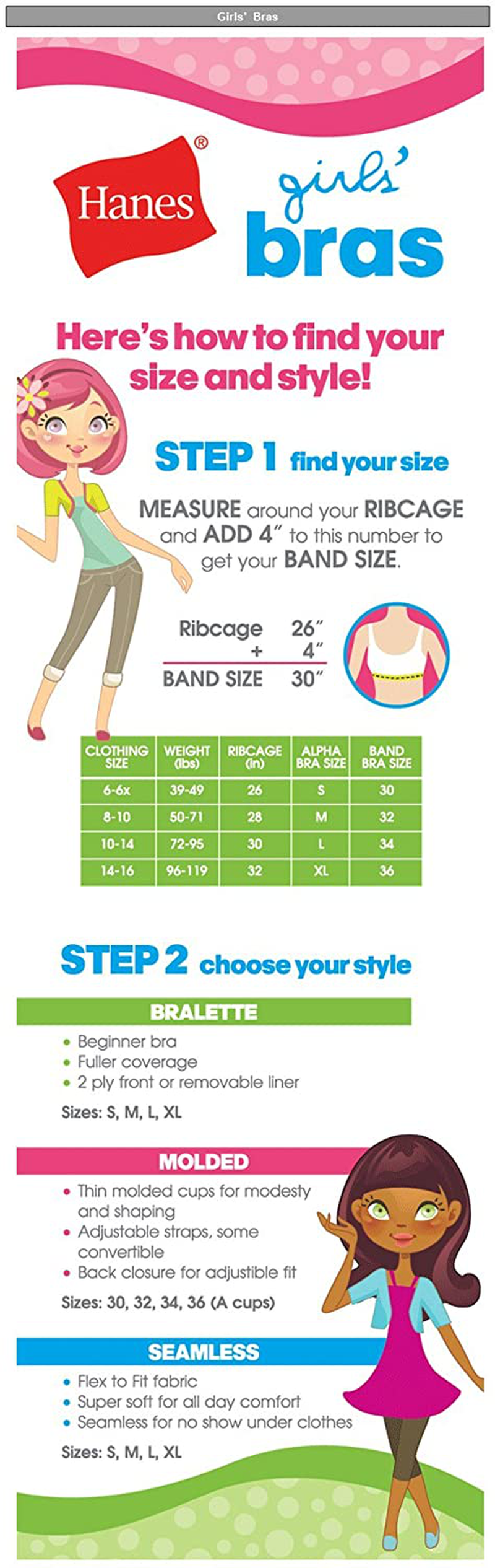 Hanes Big Girls Seamless Comfortflex Fit Cozy Pullover Bra 2-Pack Apparel & Accessories > Clothing > Underwear & Socks > Bras Kylie Max   