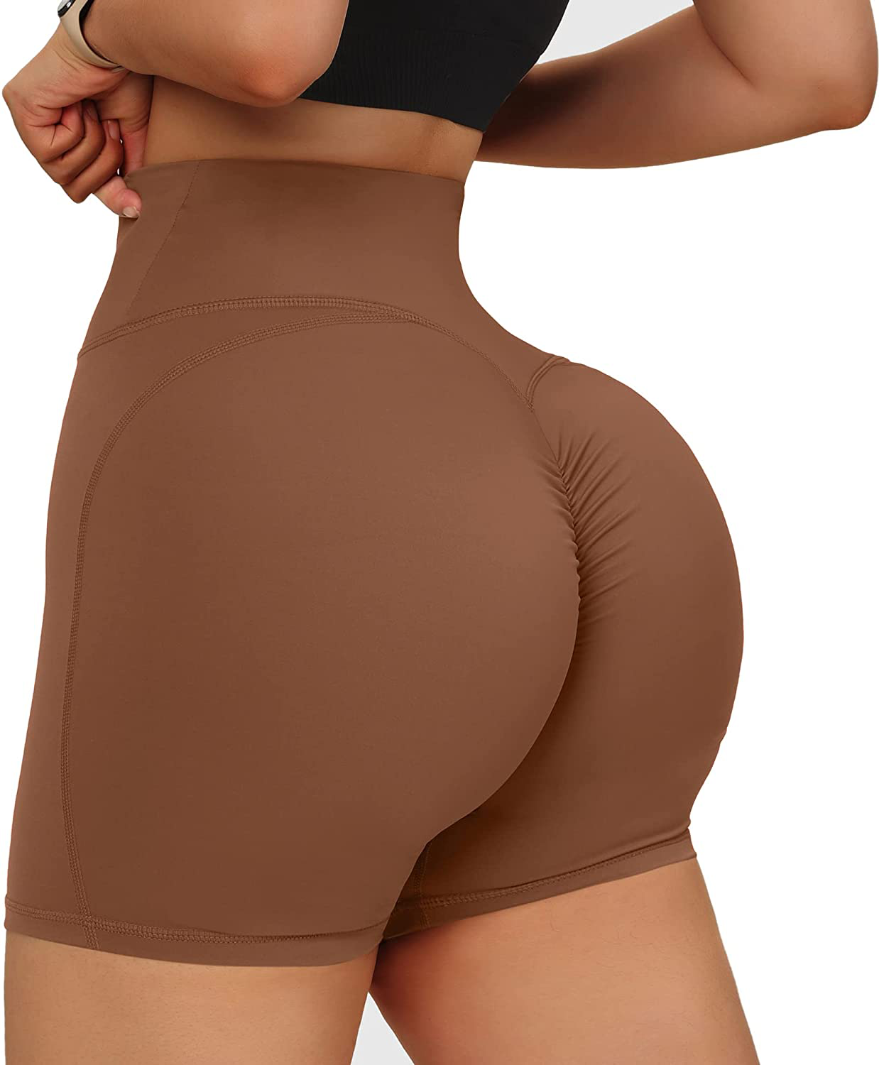 MOOSLOVER Women V Cross Waist Workout Shorts Butt Lifting High Waisted Biker Shorts Apparel & Accessories > Clothing > Shorts Kylie Max   