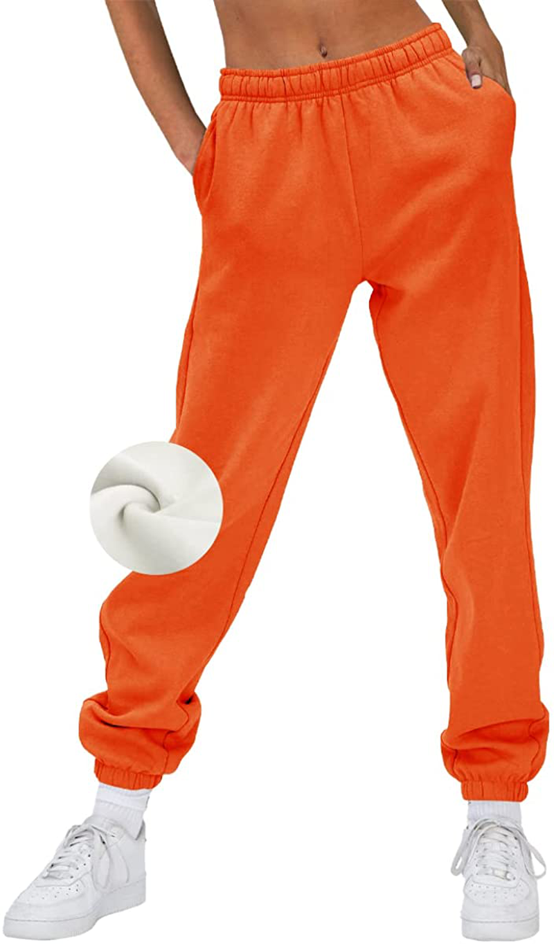 AUTOMET Women’S Winter Baggy Fleece Sweatpants High Waisted Joggers Pants Athletic Lounge Leggings with Pockets Apparel & Accessories > Clothing > Activewear Kylie Max   