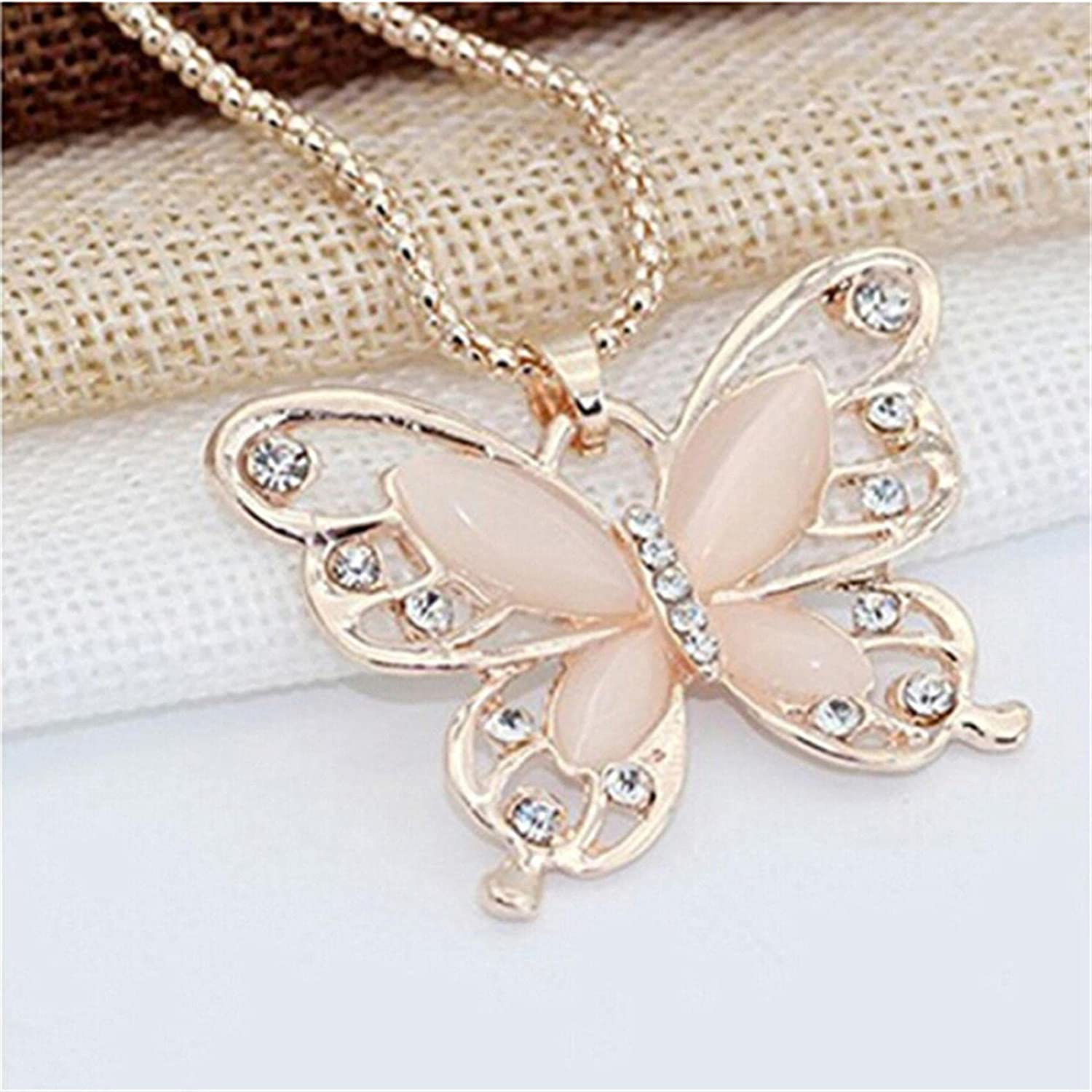 Sollarisy Butterfly Necklace Hollow Opal Chain Necklace Sweater Chain Women Necklace Alloy Necklace Dating Pendant Gifts for Women and Girls Arts & Entertainment > Party & Celebration > Gift Giving Generic   