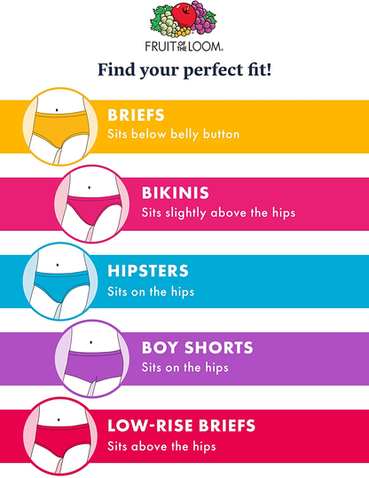 Fruit of the Loom Girls' Cotton Hipster Underwear Apparel & Accessories > Clothing > Underwear & Socks > Underwear Fruit of the Loom   