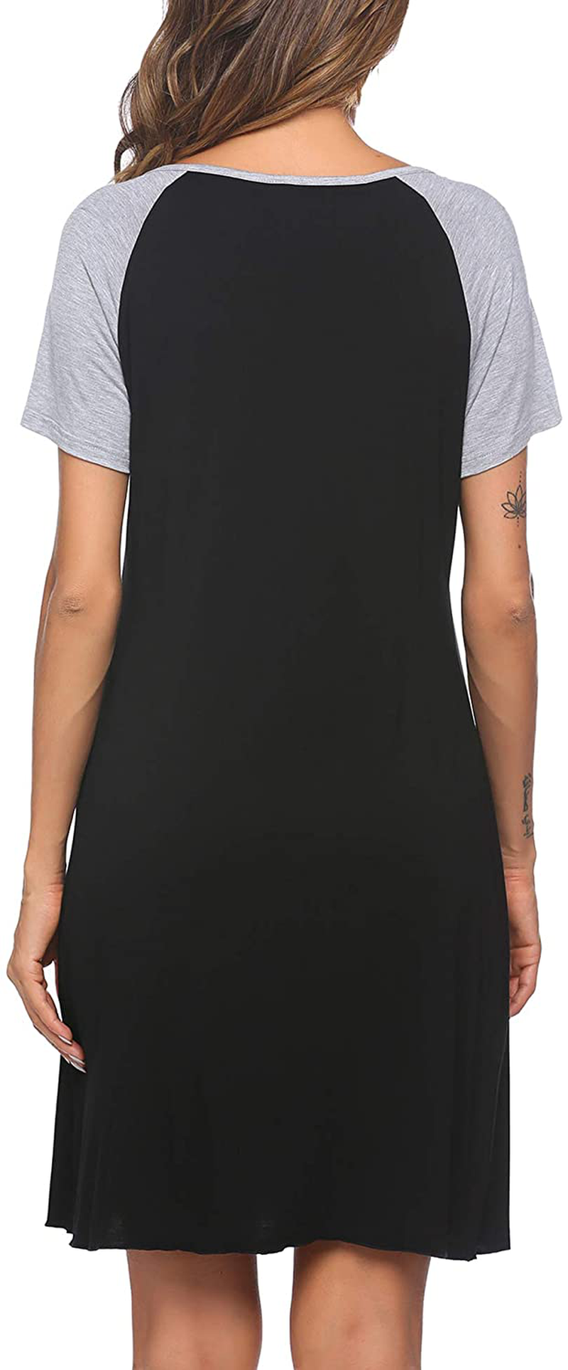 Ekouaer Women'S Nightgown Short Sleeve Sleepwear Comfy Sleep Shirt Pleated Scoopneck Nightshirt S-XXXL Apparel & Accessories > Clothing > Sleepwear & Loungewear > Nightgowns Kylie Max   