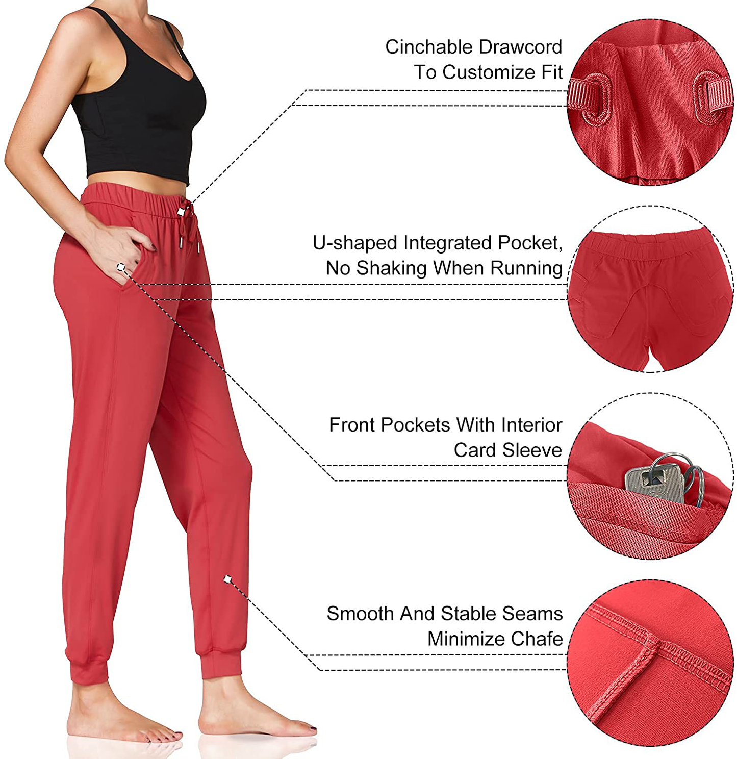Sunzel Women Lightweight Joggers Pants with Pockets, Super Soft Quick Dry Lounge Sweatpants for Yoga Workout Running Casual Apparel & Accessories > Clothing > Activewear Kylie Max   