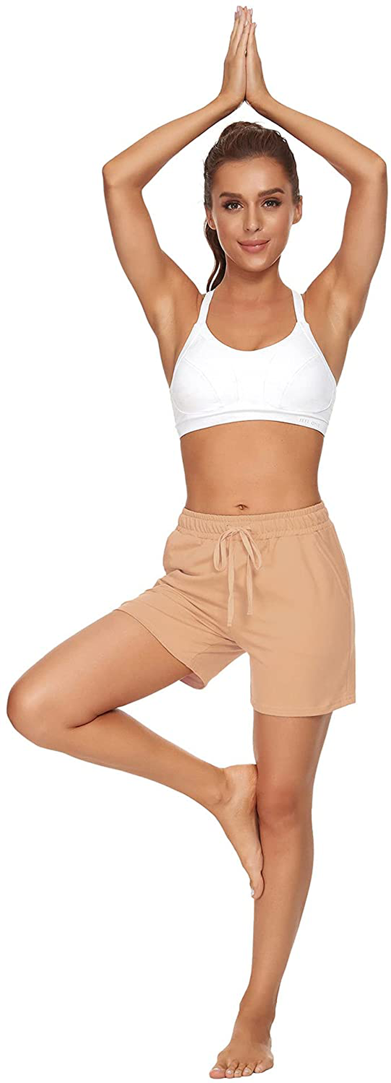 Tandisk Women'S 5" Casual Jersey Cotton Shorts Lounge Yoga Pajama Walking Shorts with Pockets Activewear Apparel & Accessories > Clothing > Shorts Kylie Max   