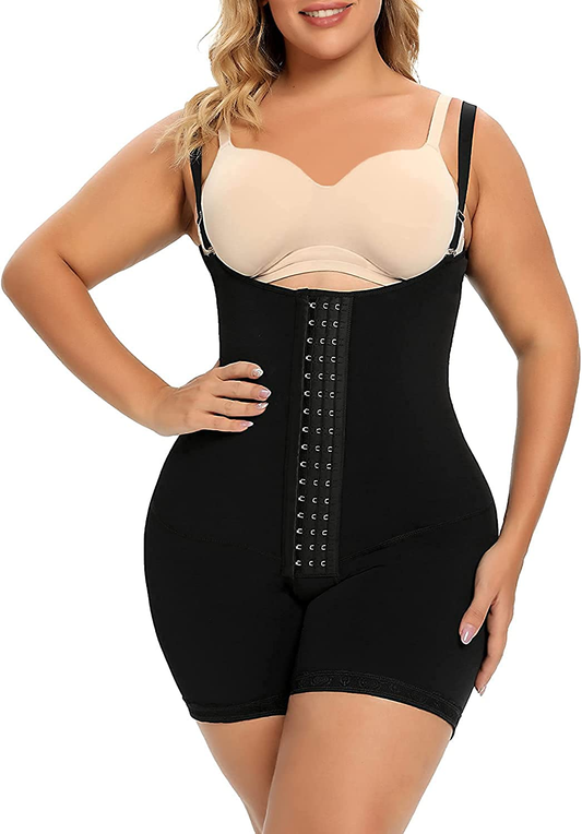 SHAPERX Shapewear Tummy Control Fajas Colombianas High Compression Body Shaper for Women Butt Lifter Thigh Slimmer Apparel & Accessories > Clothing > Underwear & Socks > Shapewear SHAPERX Black X-Large 