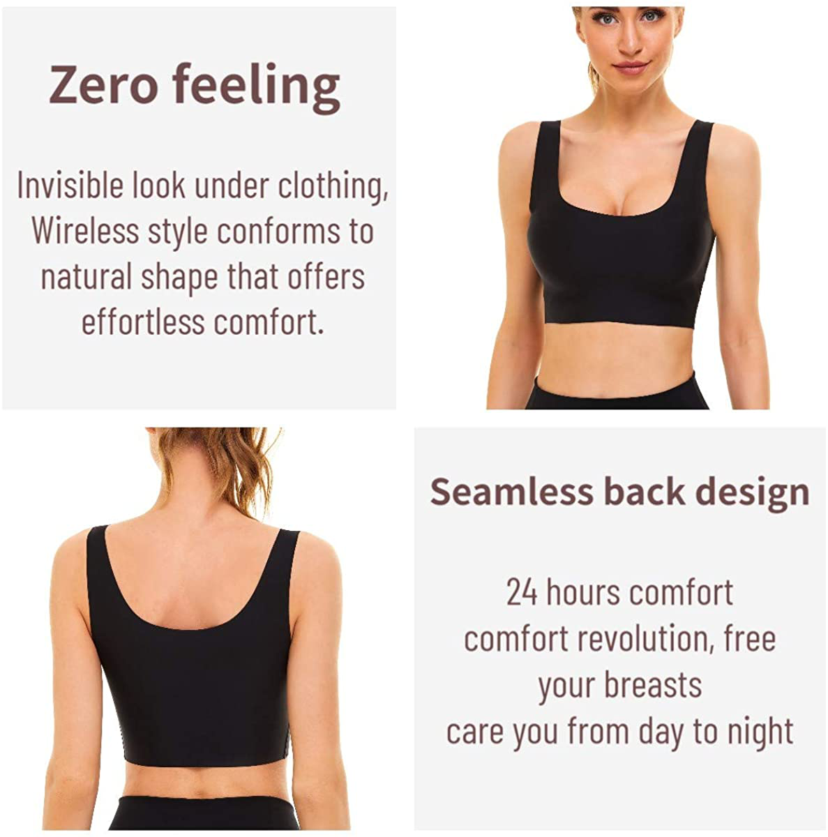 UOTJCNR Women'S Seamless Wireless Invisible Bra Comfy Sleep Bras Thin Soft Daily Bras for Yoga Sport Apparel & Accessories > Clothing > Underwear & Socks > Bras Kylie Max   