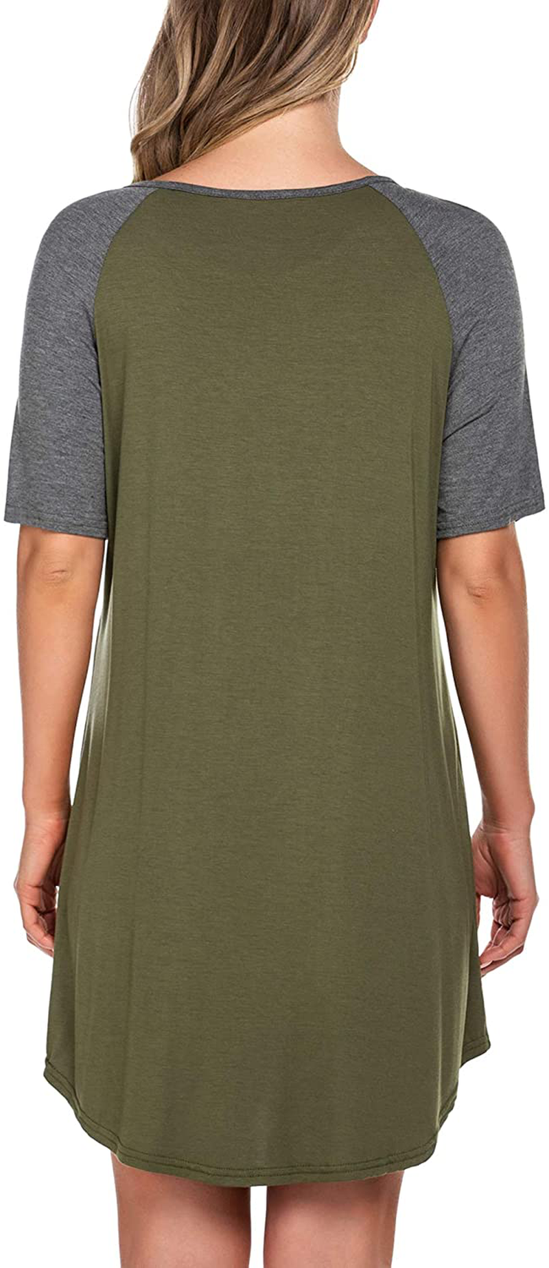 Ekouaer Short Sleeve Nightgown Raglan Sleepshirt Color Block Nightshirt Lounge Dress Casual Sleepwear for Women Apparel & Accessories > Clothing > Sleepwear & Loungewear > Nightgowns Kylie Max   