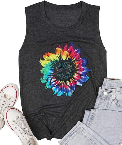 JINTING Summer Sunflower Graphic Tank Tops for Women Graphic Tank Tops Sleeveless Graphic Tee Shirts Letter Print Tank Top Apparel & Accessories > Clothing > Activewear Kylie Max   