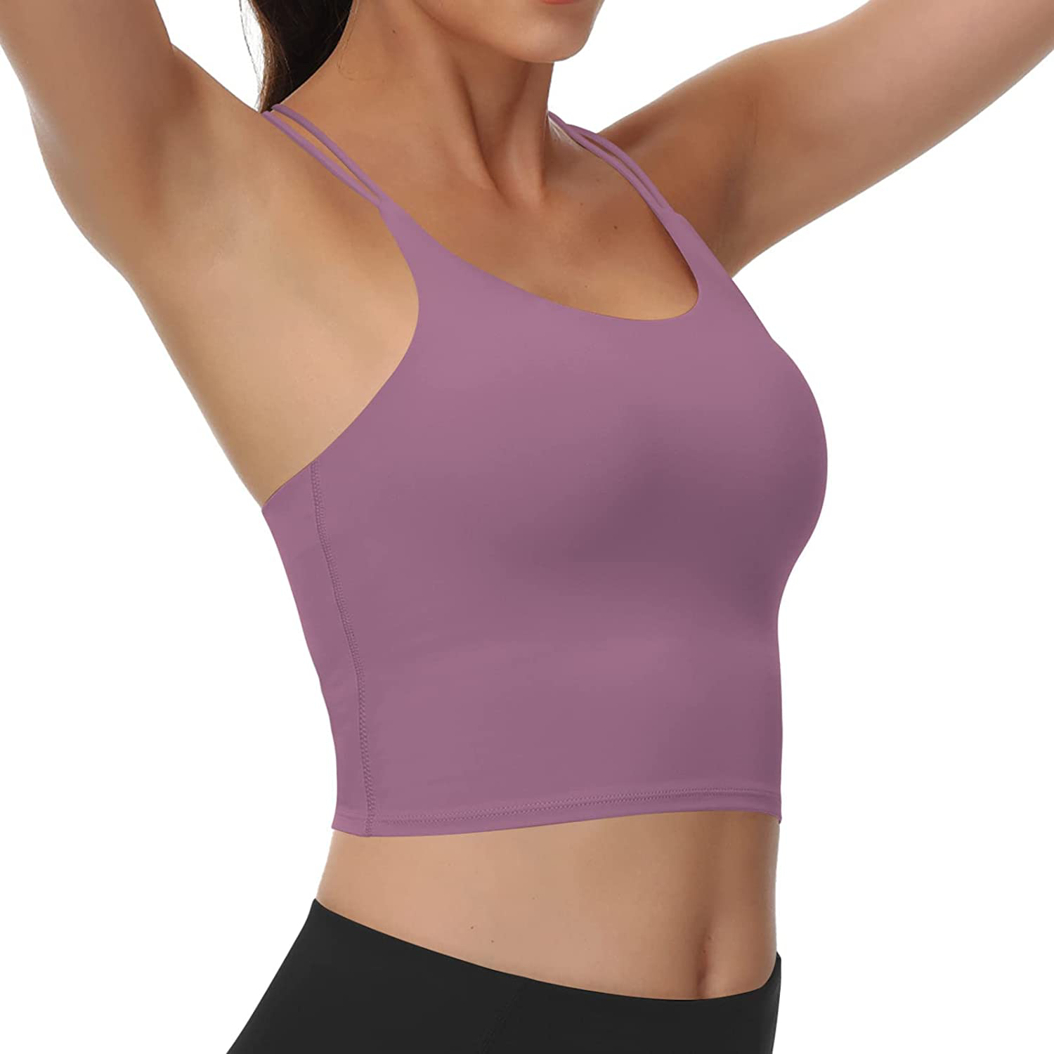 Women'S Longline Sports Bra Padded Strappy Yoga Bra Fitness Running Workout Crop Tank Top（2Pack） Apparel & Accessories > Clothing > Underwear & Socks > Bras Kylie Max   