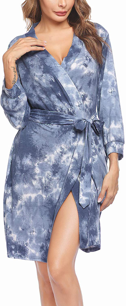 Hotouch Womens Robe Lightweight Kimono Robes Short Knit Bathrobe Soft Sleepwear Ladies Loungewear S-XXL Apparel & Accessories > Clothing > Sleepwear & Loungewear > Robes Hotouch   