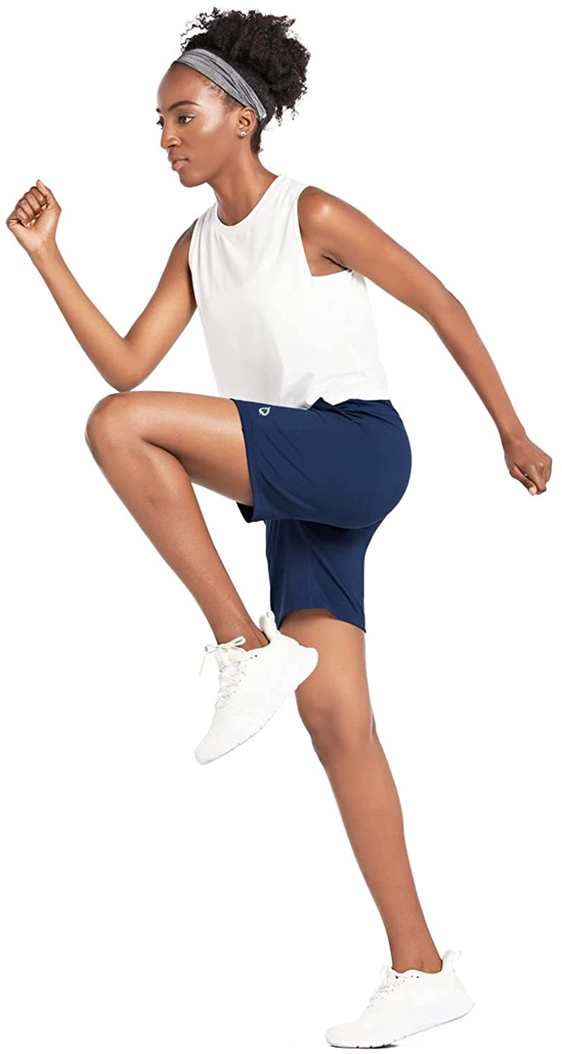 BALEAF Women'S 7" Athletic Long Shorts High Waisted Running Bermuda Shorts with Pockets Apparel & Accessories > Clothing > Shorts Kylie Max   