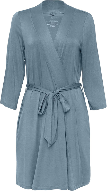 Posh Peanut Mommy Robe for Maternity, Labor Delivery Soft Nursing Lounge Wear, Viscose from Bamboo Apparel & Accessories > Clothing > Sleepwear & Loungewear > Robes Posh Peanut Denim Blue Small 